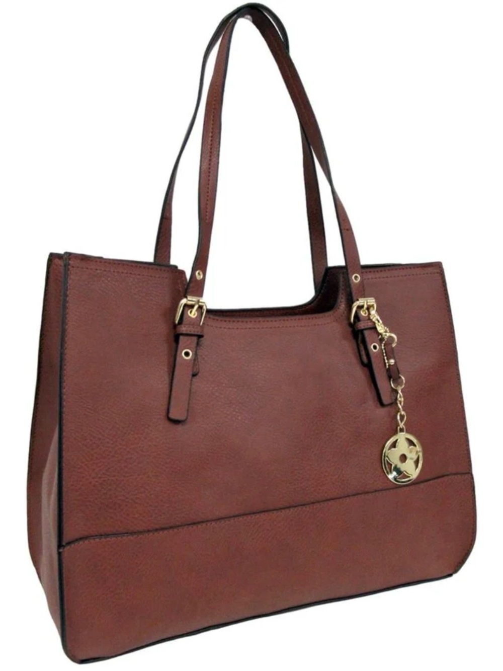 🤎 Brown Bueno of California Classic Double Handle Tote Bag Briefcase Handbag